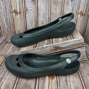 CROCS Women's Jayna Slingback Ballet Garden Flat Black Size 10